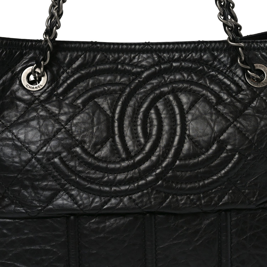 Aged Calfskin Small Shopping in Moscow Tote Black