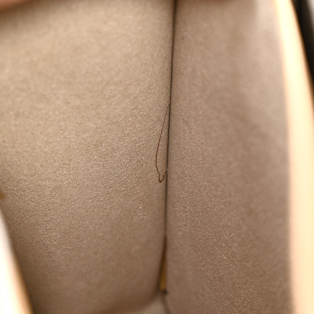 Brushed Off Calfskin Iconic Large Top Handle Bag Camel