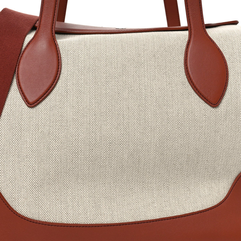 Calfskin Cotton Linen XL Sesia Happy Day Bag Natural Kummel