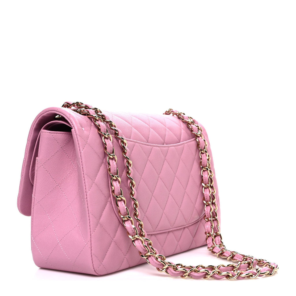 Caviar Quilted Jumbo Double Flap Pink