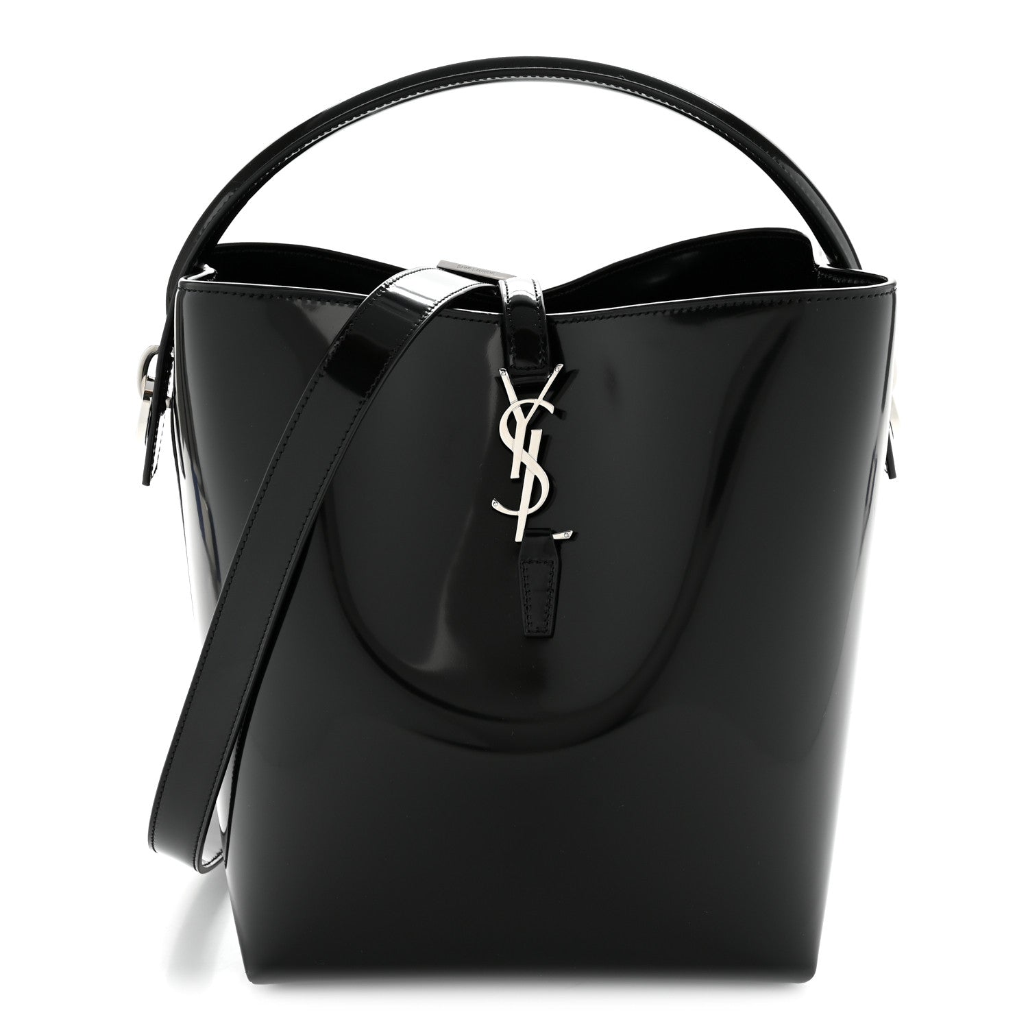 Patent Calfskin Le 37 Bucket Bag Black