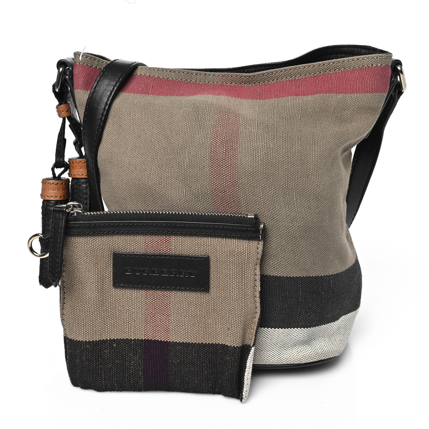 Canvas Mega Check Medium Ashby Bucket Bag Brown