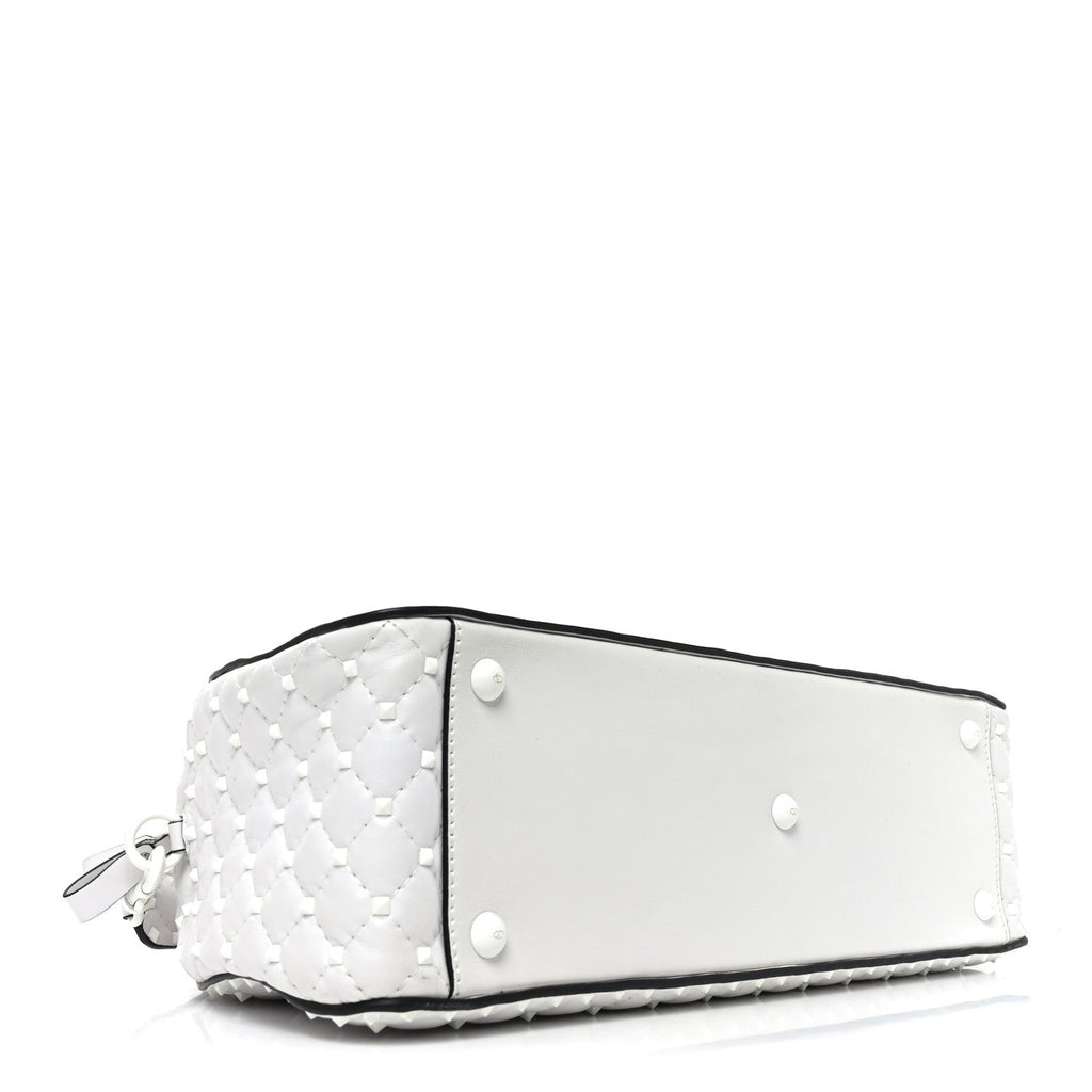 Lambskin Free Rockstud Spike Bowling Bag White