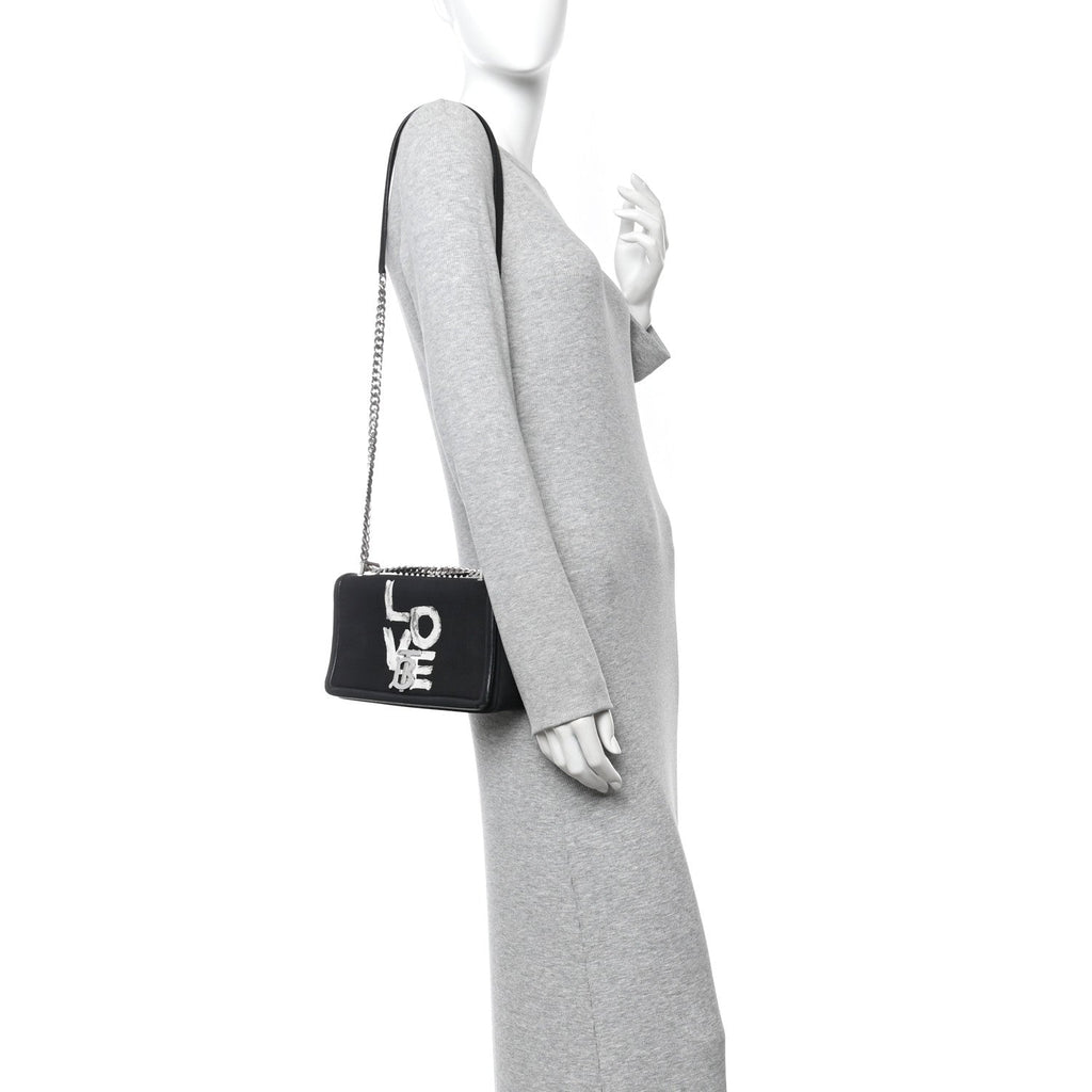 Canvas Printed Small Love Lola Bag Black