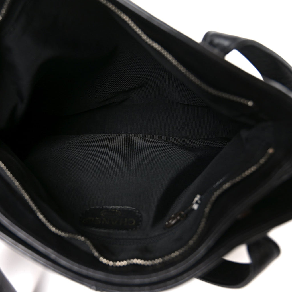 Lambskin CC Stitched Tote Black