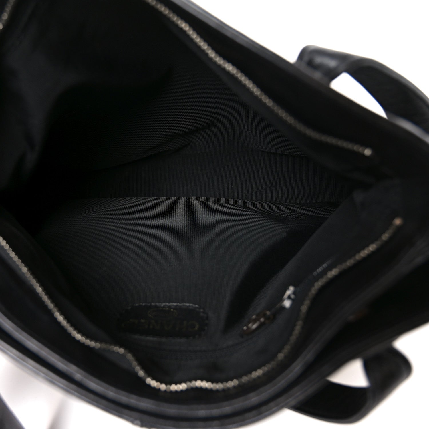Lambskin CC Stitched Tote Black