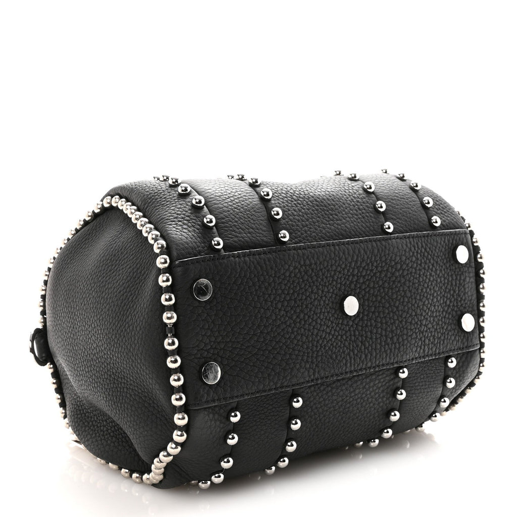 Calfskin Studded Rockie Matte Black Rhodium Hardware