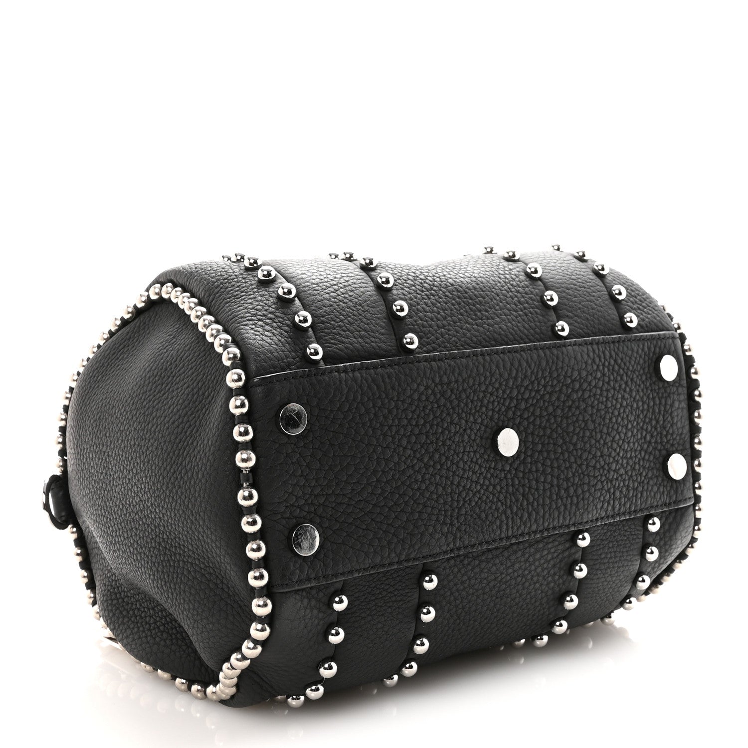 Calfskin Studded Rockie Matte Black Rhodium Hardware