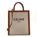 Canvas Calfskin Small Vertical Cabas Natural Tan