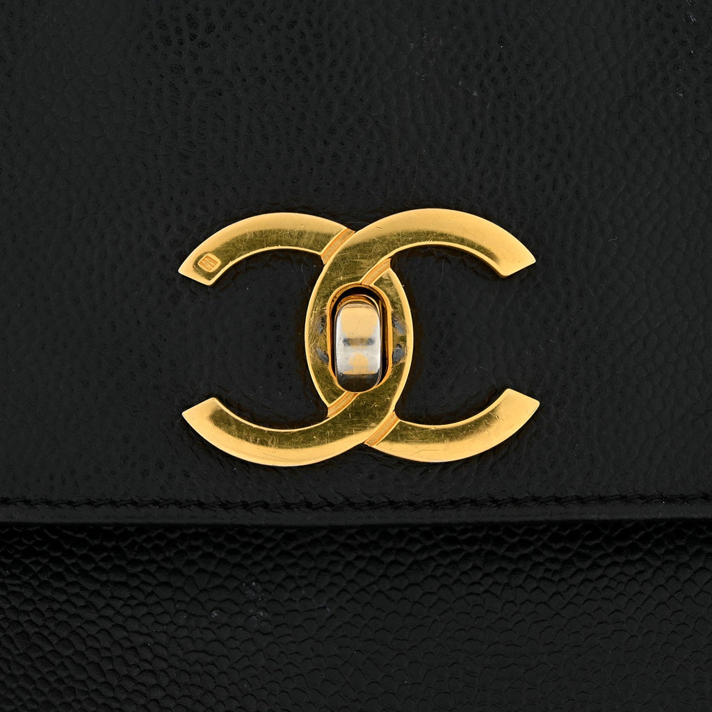 Caviar CC Flap Shoulder Bag Black