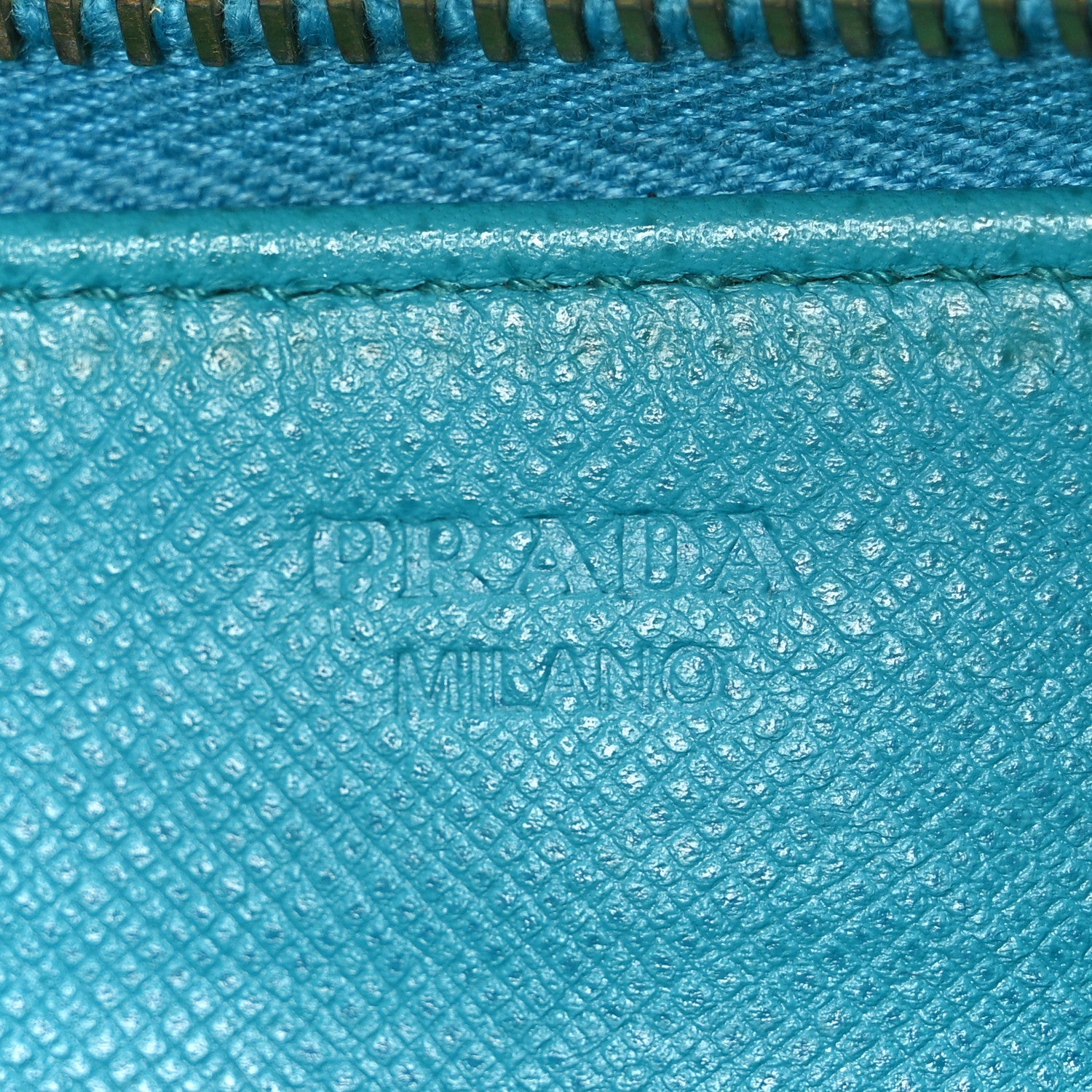 Saffiano Metal Zip Around Wallet Blue