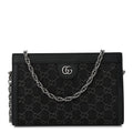 Jacquard Black Denim GG Monogram Chain Shoulder Bag Black Ivory