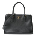 Saffiano Small Galleria Double Zip Tote Black