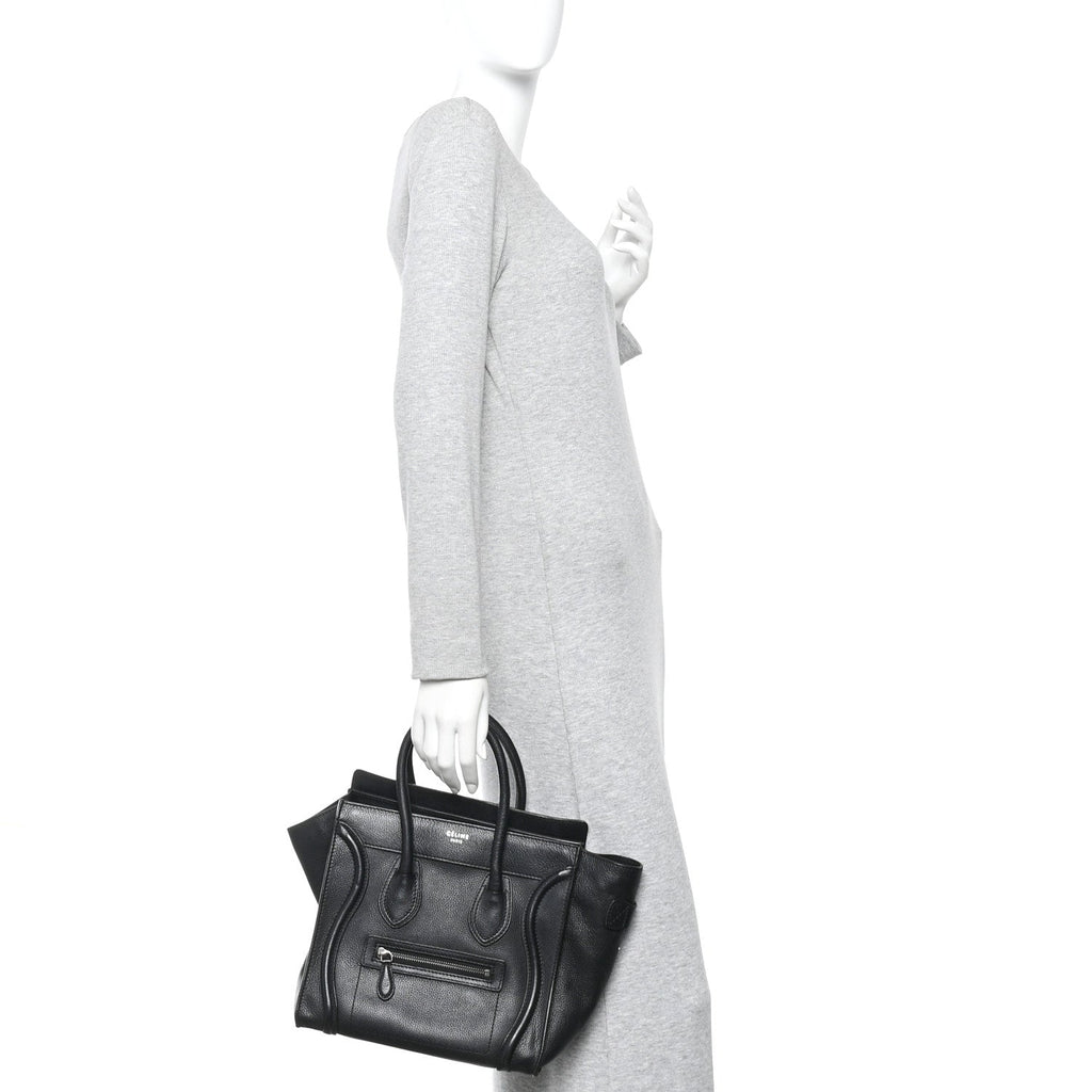 Drummed Calfskin Micro Luggage Black