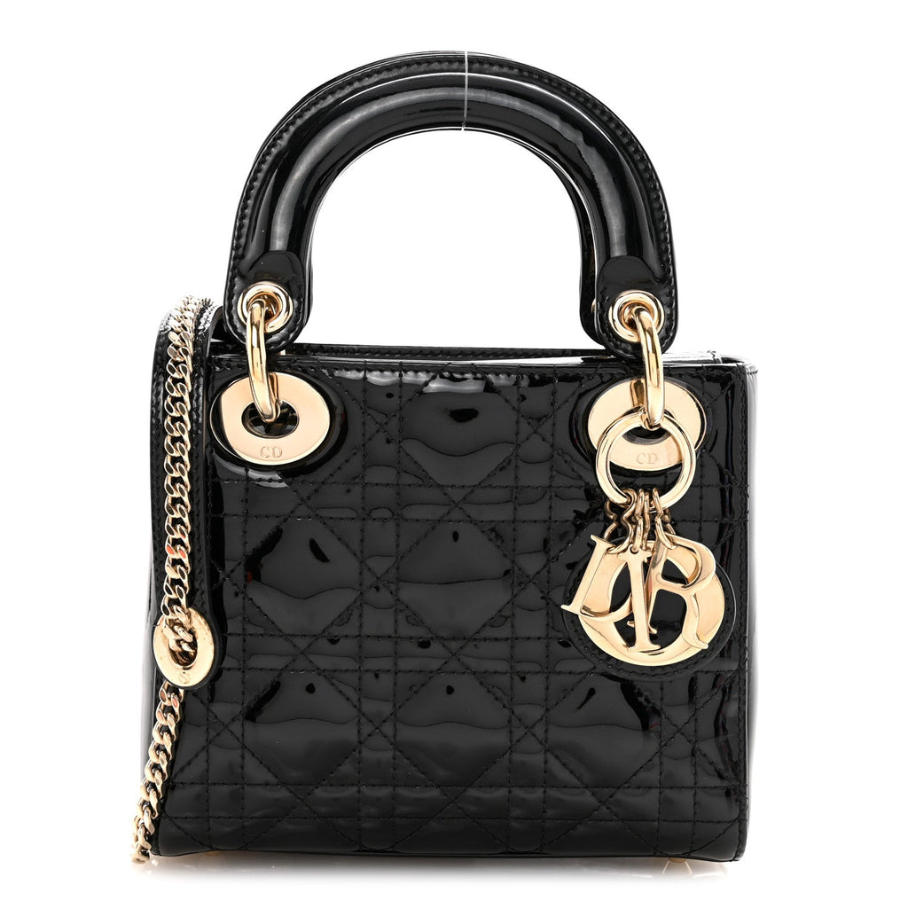 Patent Cannage Mini Lady Dior Black
