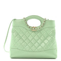 Shiny Lambskin Quilted Mini 31 Shopping Bag Light Green