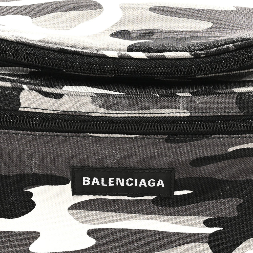 Distressed Nylon Canvas Camo Logo Explorer Beltpack Black White Gray
