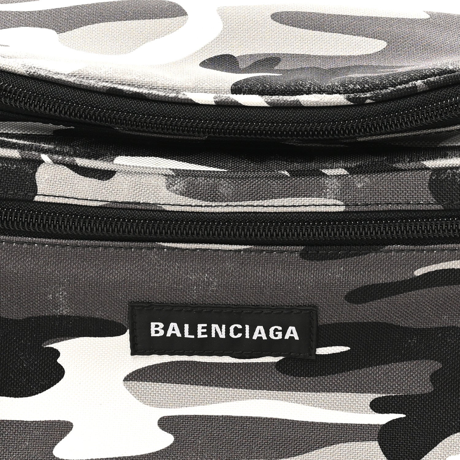 Distressed Nylon Canvas Camo Logo Explorer Beltpack Black White Gray