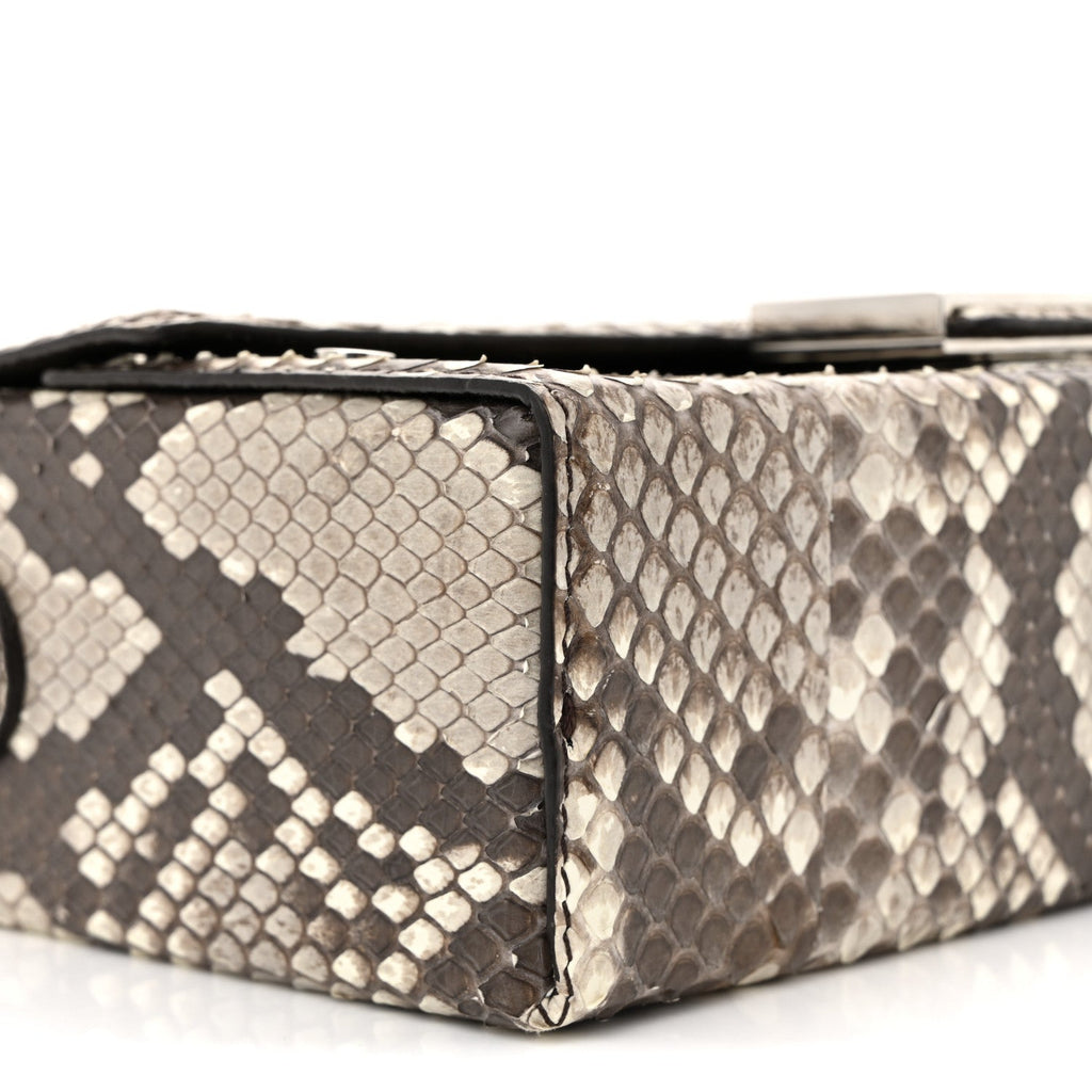 Snakeskin Baguette Soft Trunk White Camelia