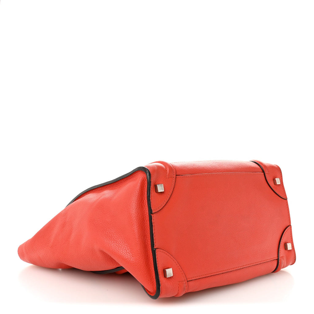 Drummed Calfskin Mini Luggage Coquelicot