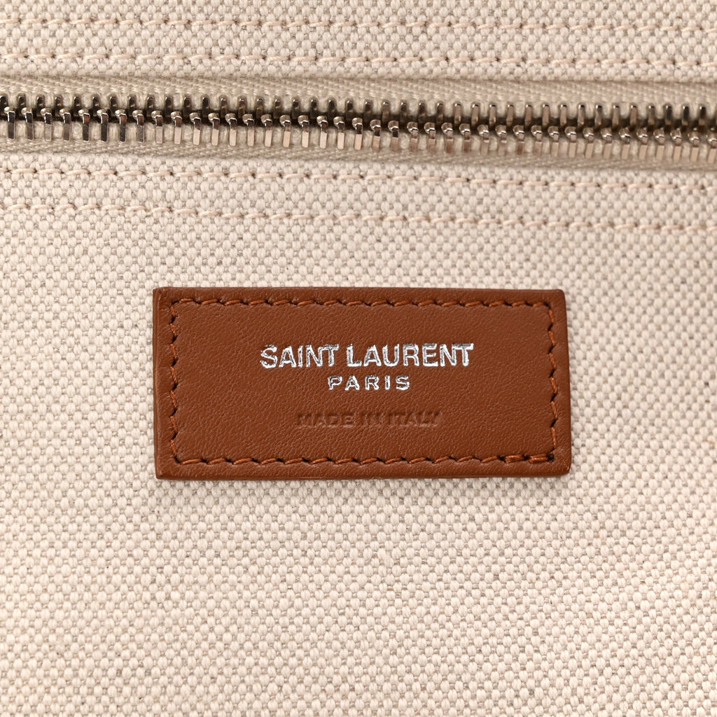 Linen Calfskin Rive Gauche Maxi Tote Grege et Noir