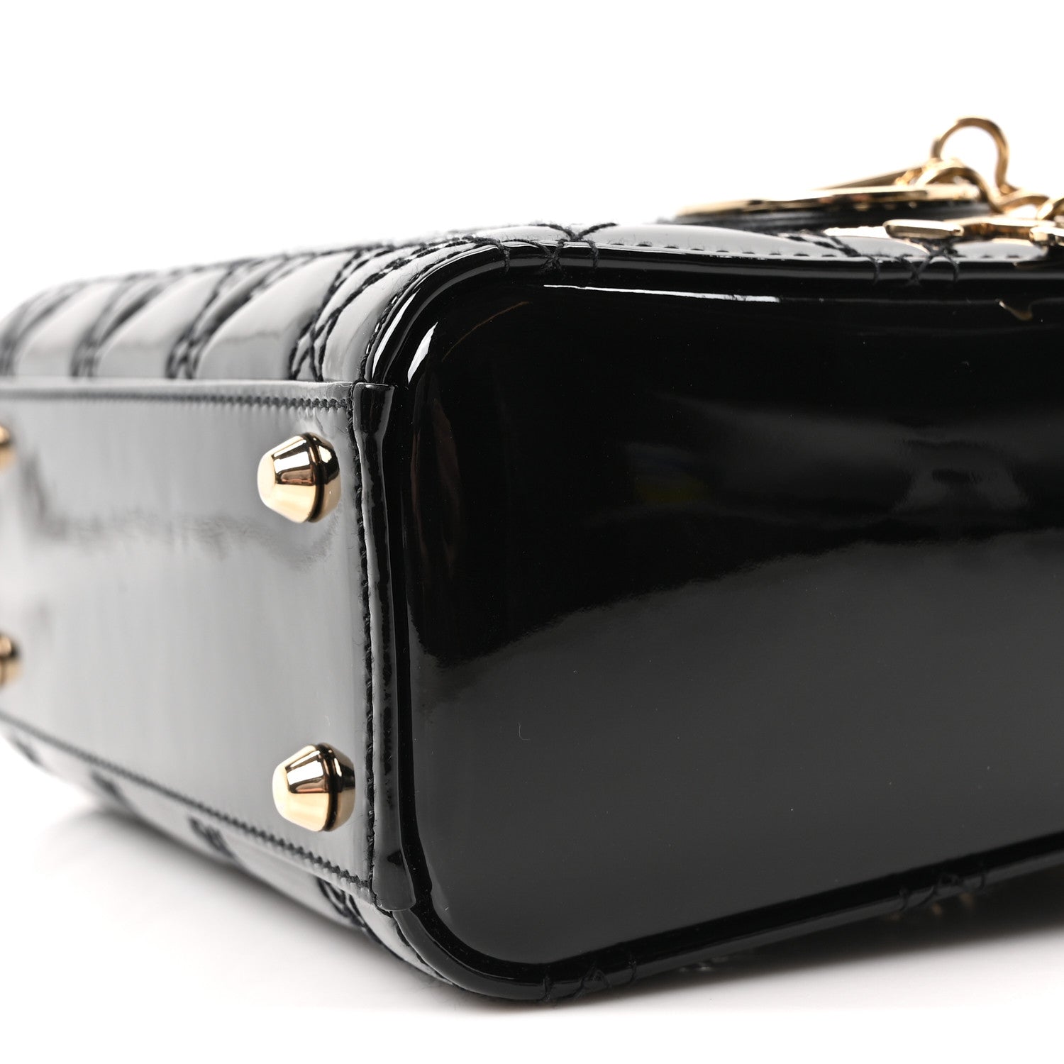 Patent Cannage Mini Lady Dior Black