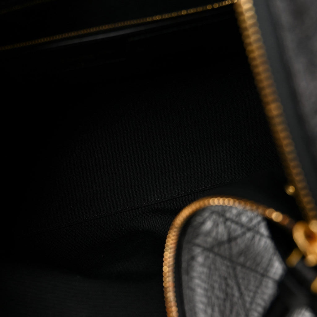 Crinkled Calfskin Macrocannage Large Voyage Bag Black