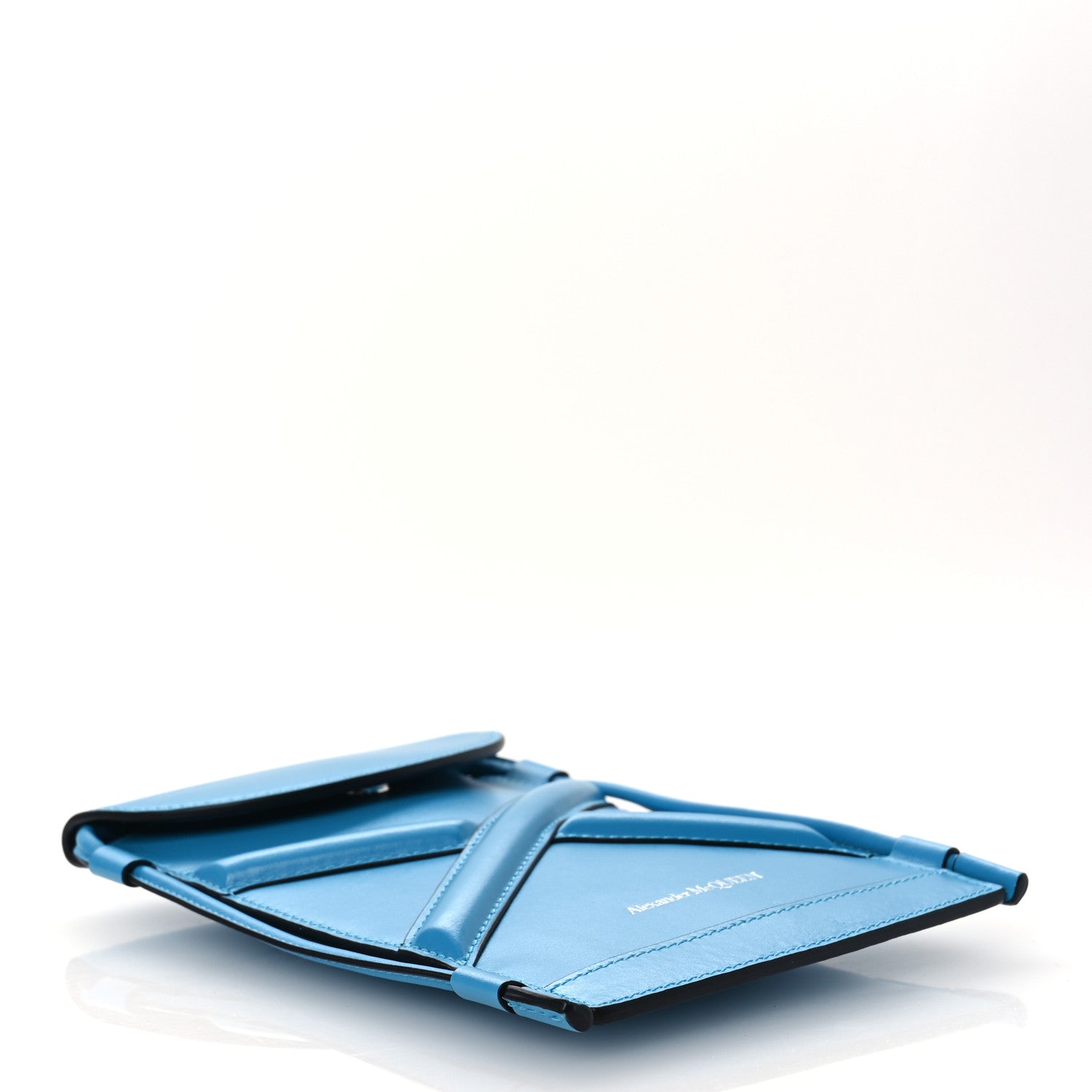 Calfskin The Curve Micro Crossbody Pouch Bag Blue
