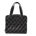 Calfskin Wild Stitch Vertical Top Handle Bag Black