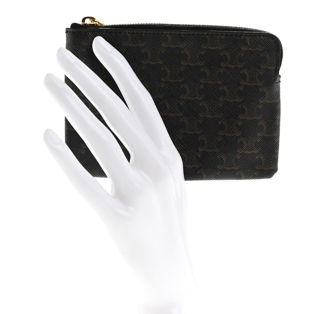 Triomphe Canvas Coin and  Pouch With Hook Black