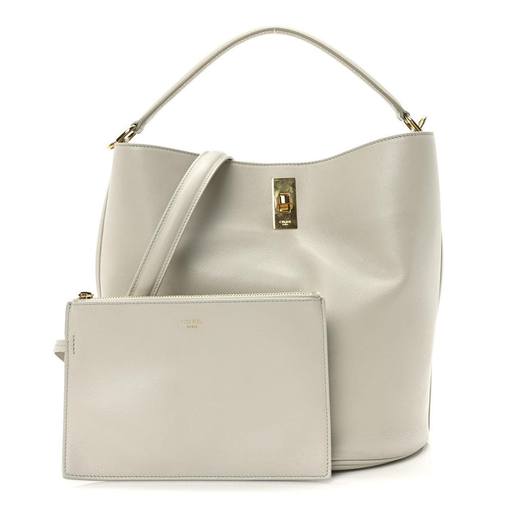 Smooth Calfskin Bucket 16 Light Stone