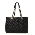Caviar Quilted Grand Shopping Tote GST Black