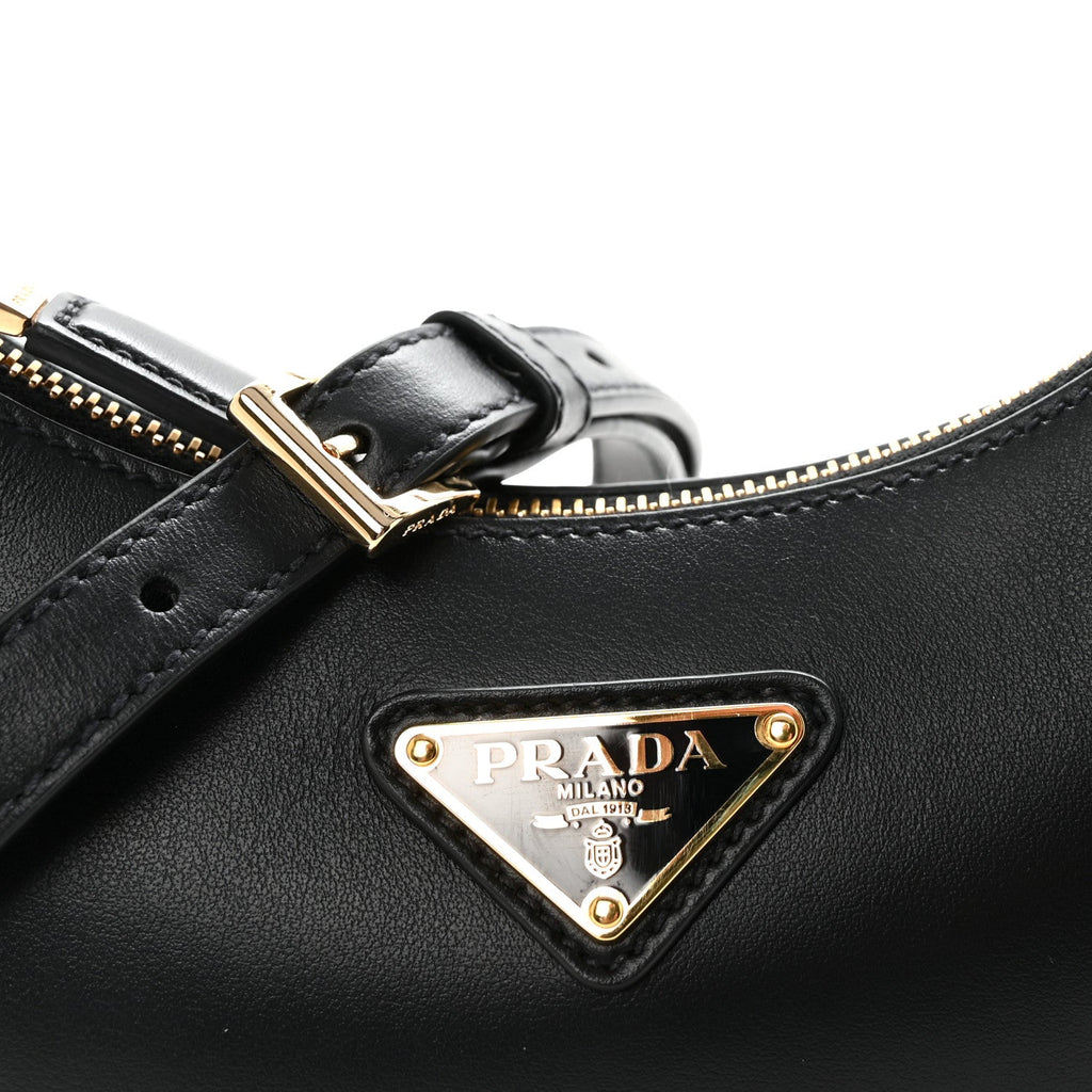 Soft Calfskin Arque Shoulder Bag Black