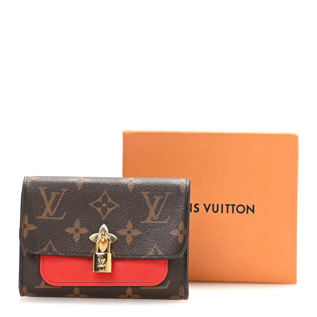 Monogram Flower Lock Compact Wallet Coquelicot