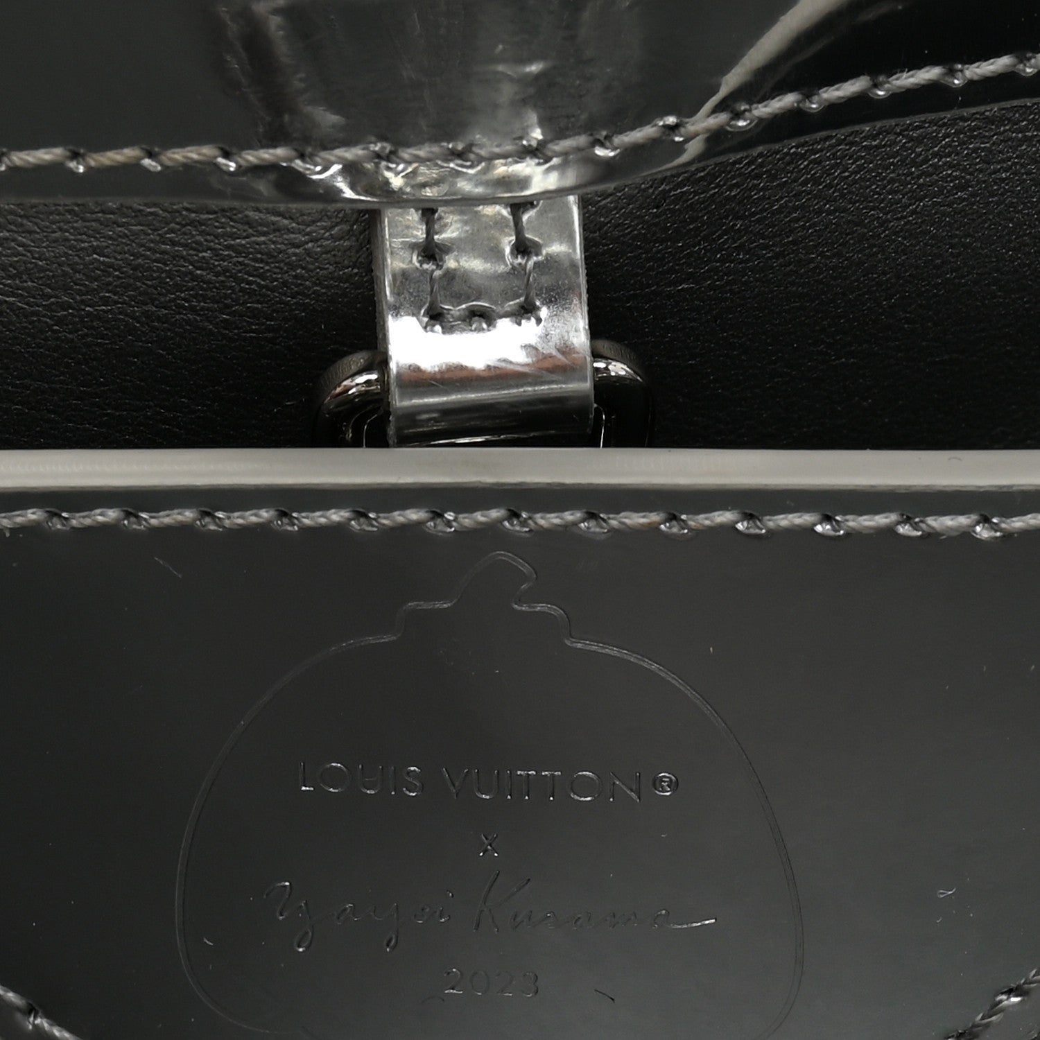 LV X YK Metallic Taurillon Brass Metal Dots Capucines BB Silver