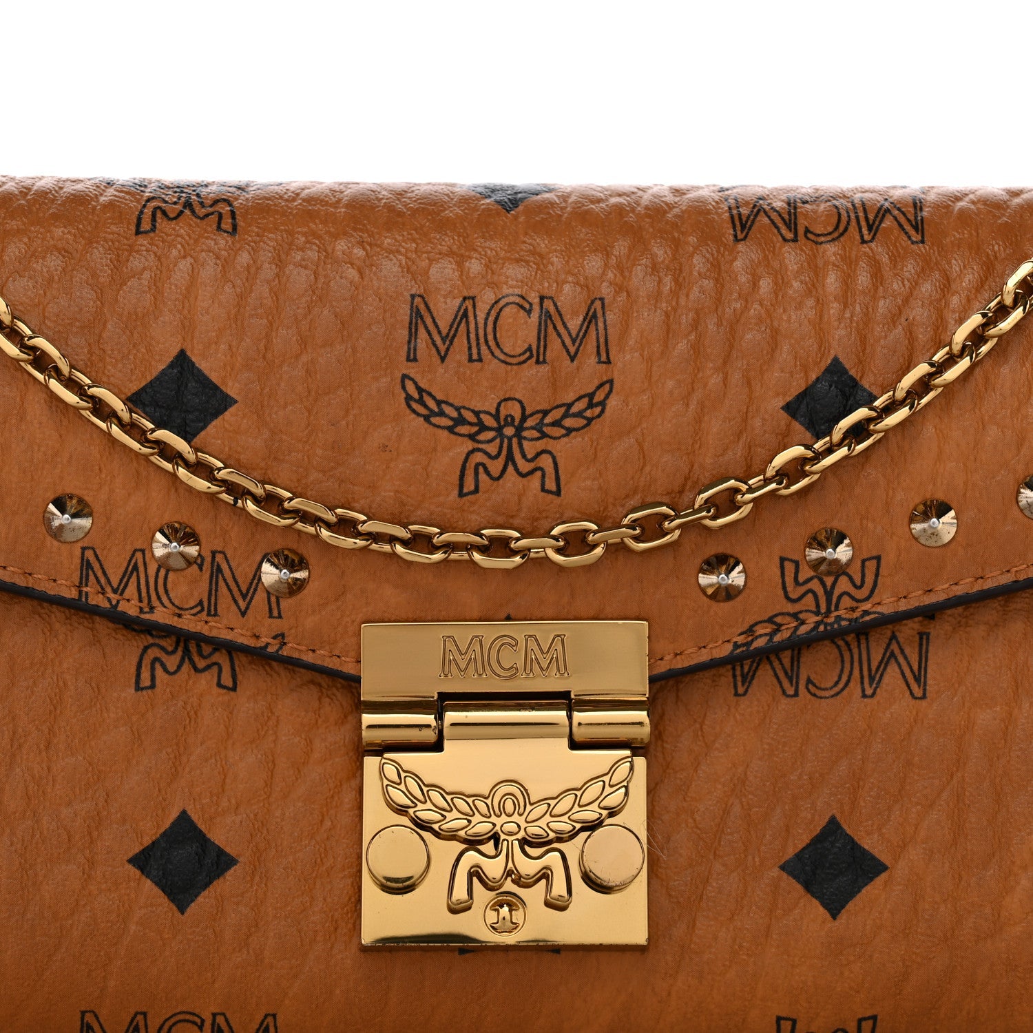 Visetos Studded Patricia Wallet On Chain Cognac