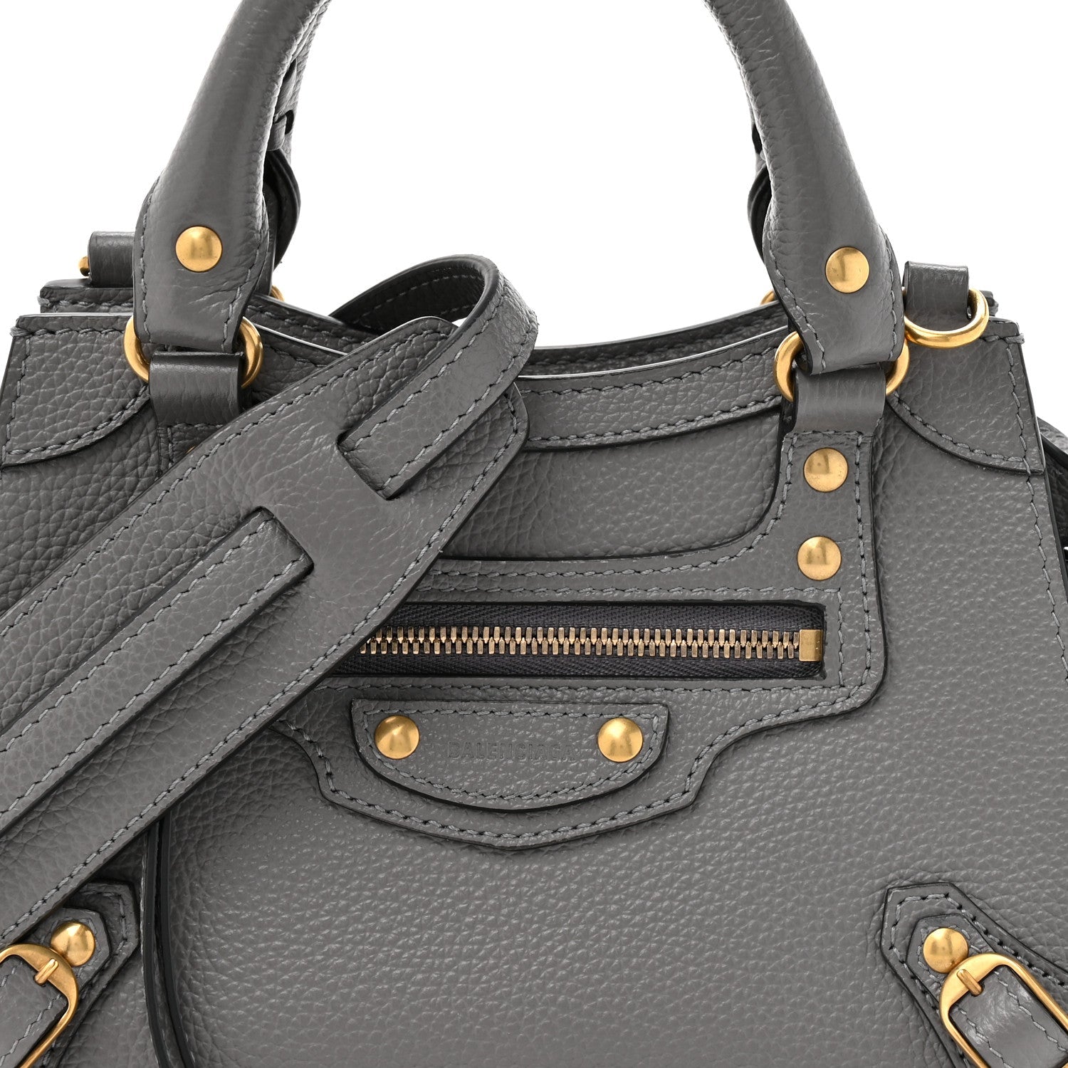 Grained Calfskin Neo Classic Gold Hardware Mini City Dark Grey