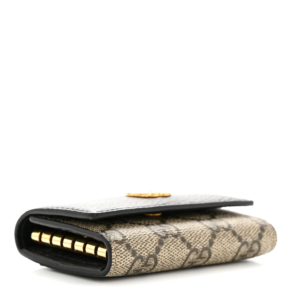 Dollar Calfskin GG Supreme Monogram GG Marmont 6 Key Holder Case Black Beige Ebony