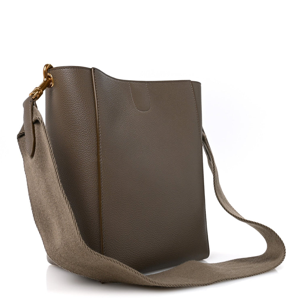 Soft Grained Calfskin Small Sangle Bucket Bag Taupe