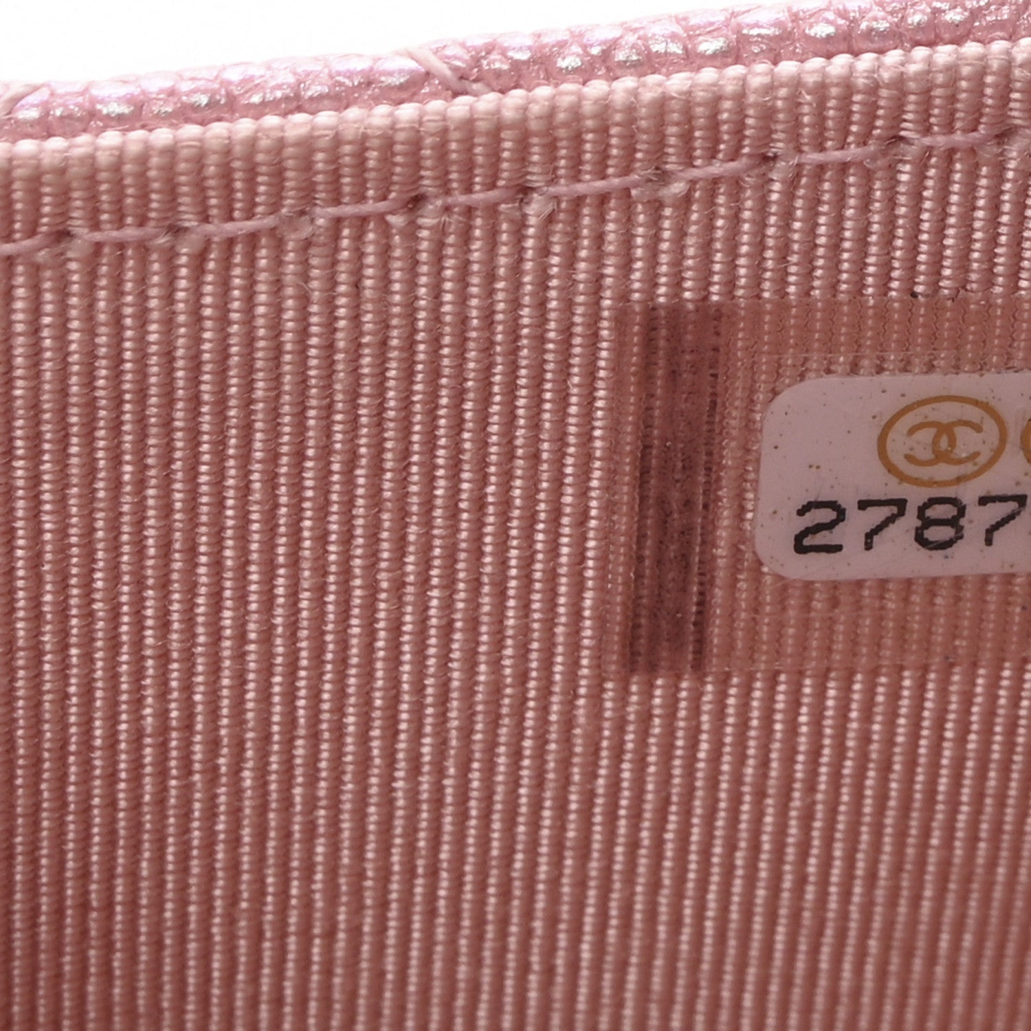 Iridescent Caviar Quilted Flap  Holder On Chain Pink