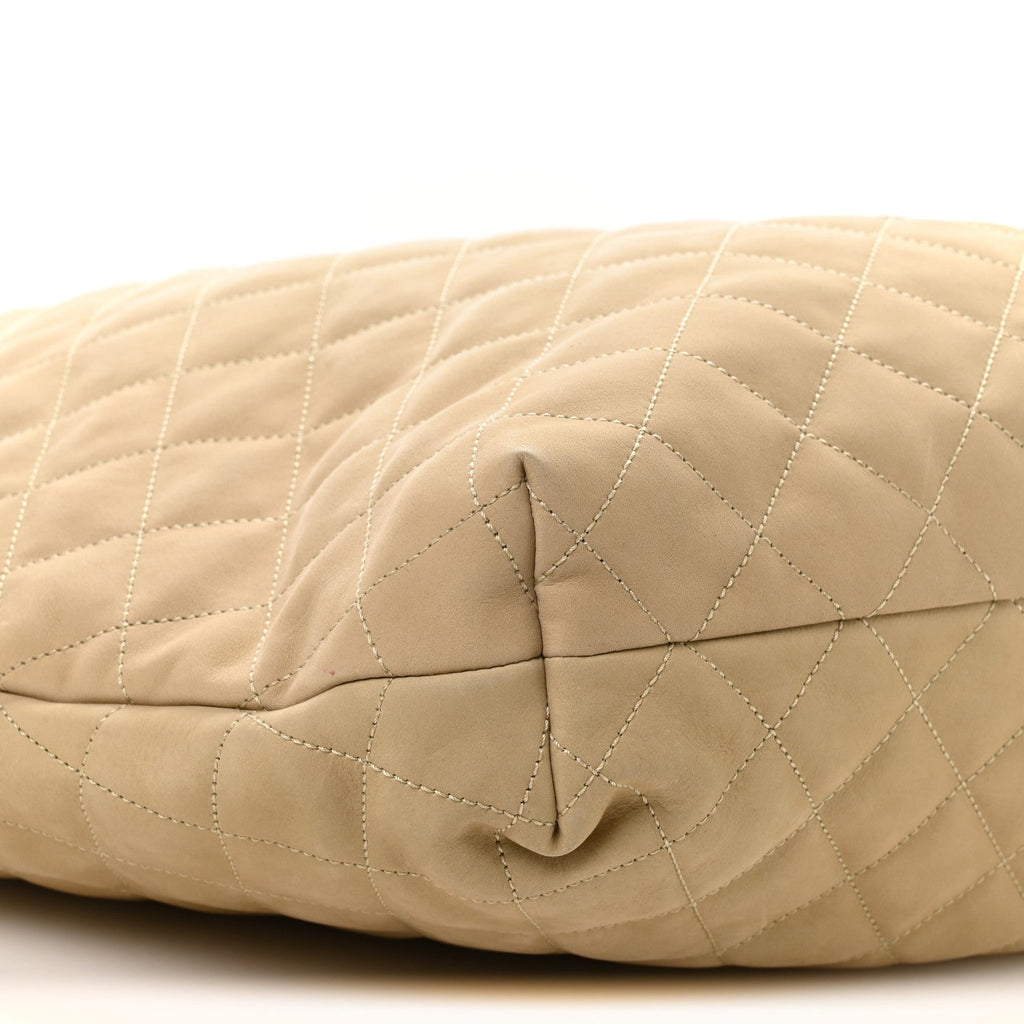 Nubuck Suede Quilted Maxi Icare Shopping Tote Safari Beige