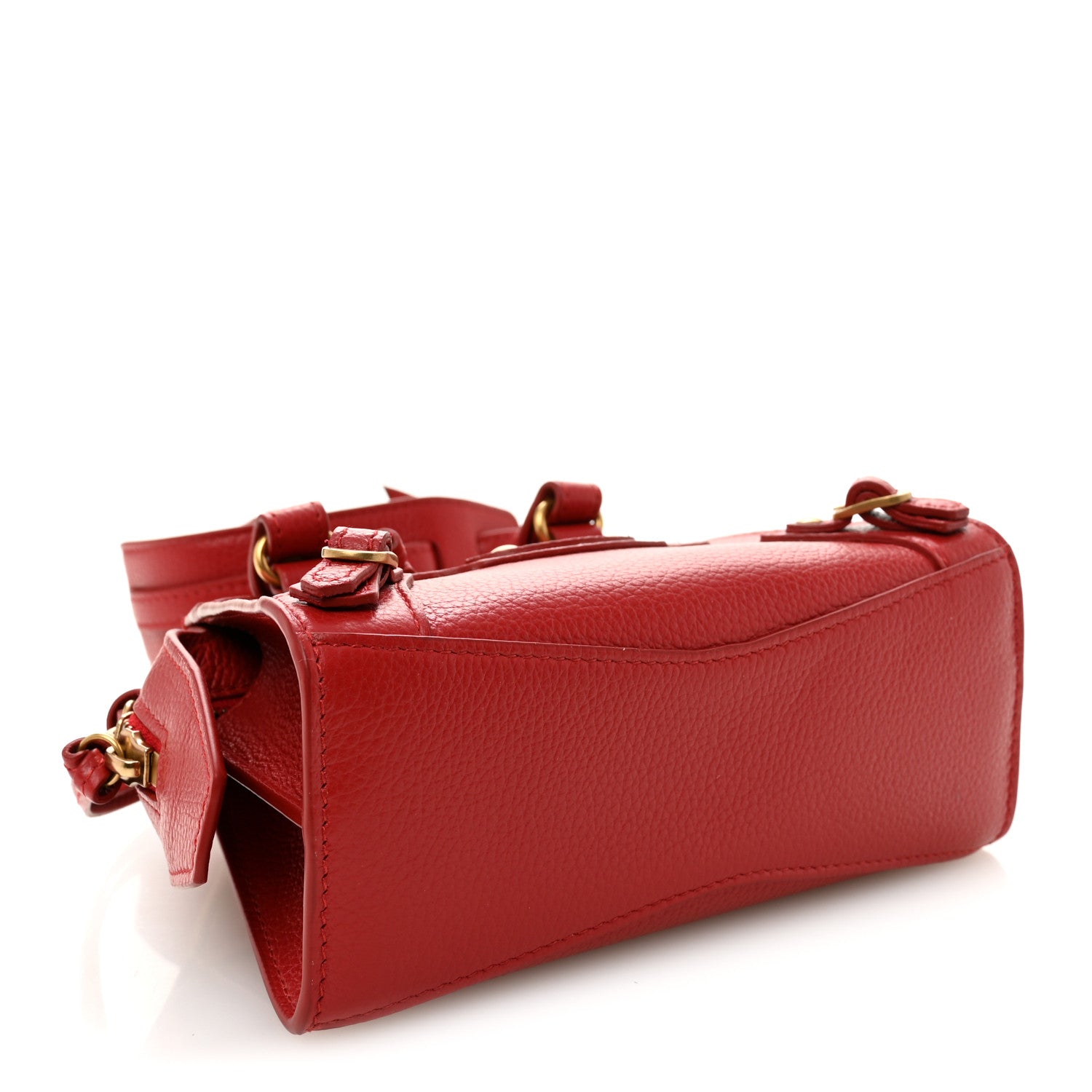 Grained Calfskin Neo Classic Gold Hardware Nano City Crossbody Medium Red