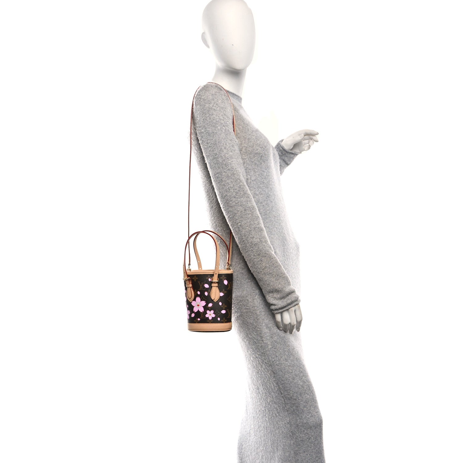LV X TM Monogram Cherry Blossom Nano Bucket Sakura Brown