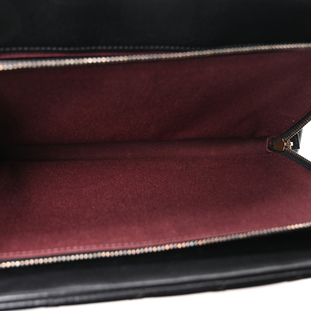 Shiny Sheepskin Quilted Large Trapezio Flap Black