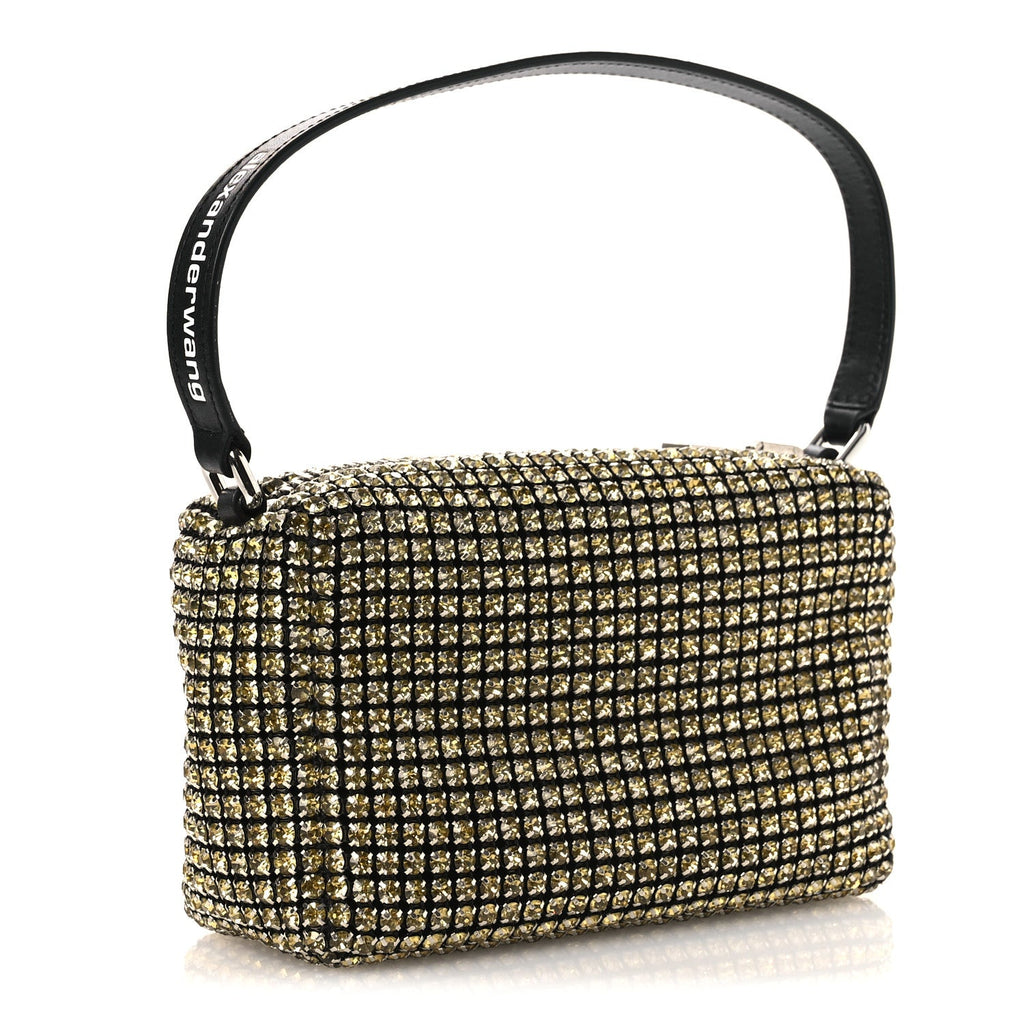 Mesh Crystal Rhinestone Medium Heiress Pouch Porcelain