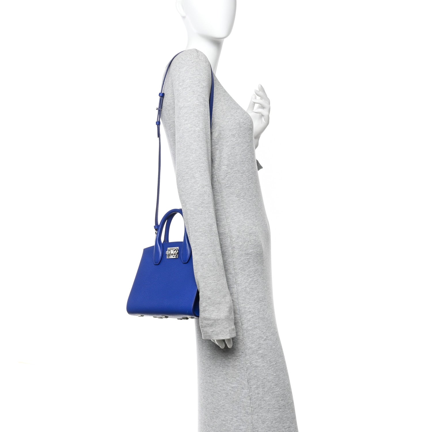 Hammered Calfskin Small The Studio Box Bag Lapis Lazuli