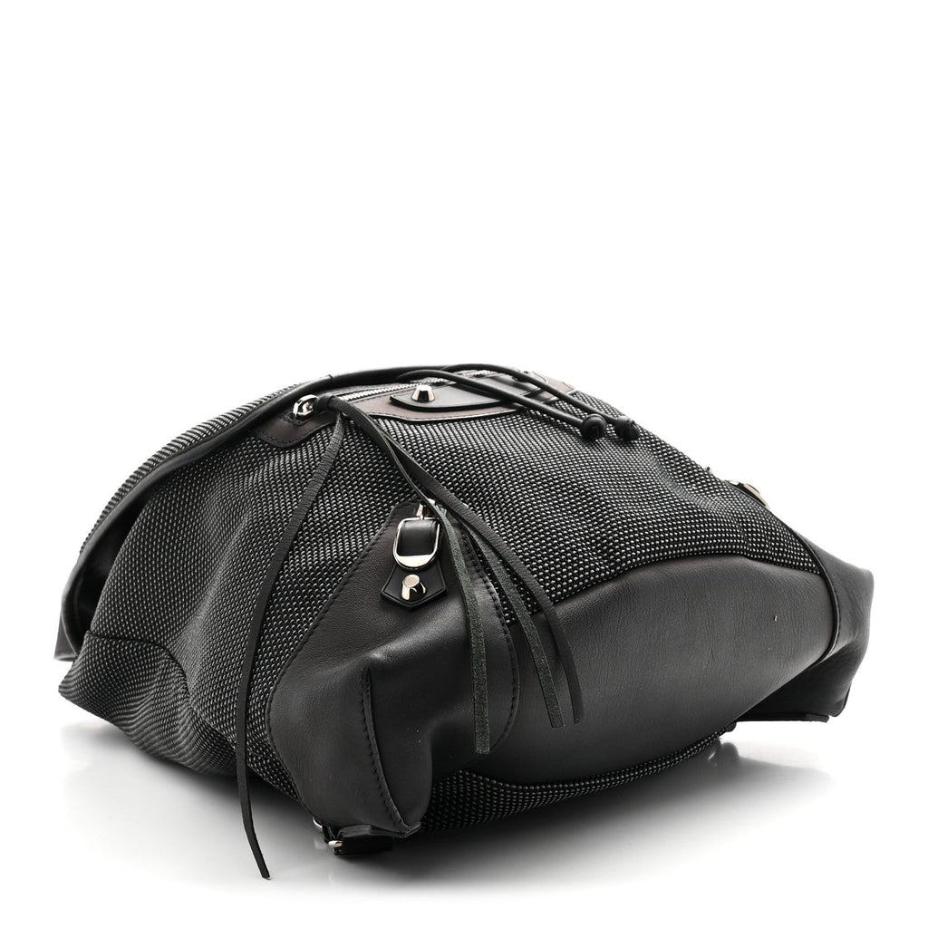 Canvas Calfskin Silver Hardware S Traveler Backpack Black