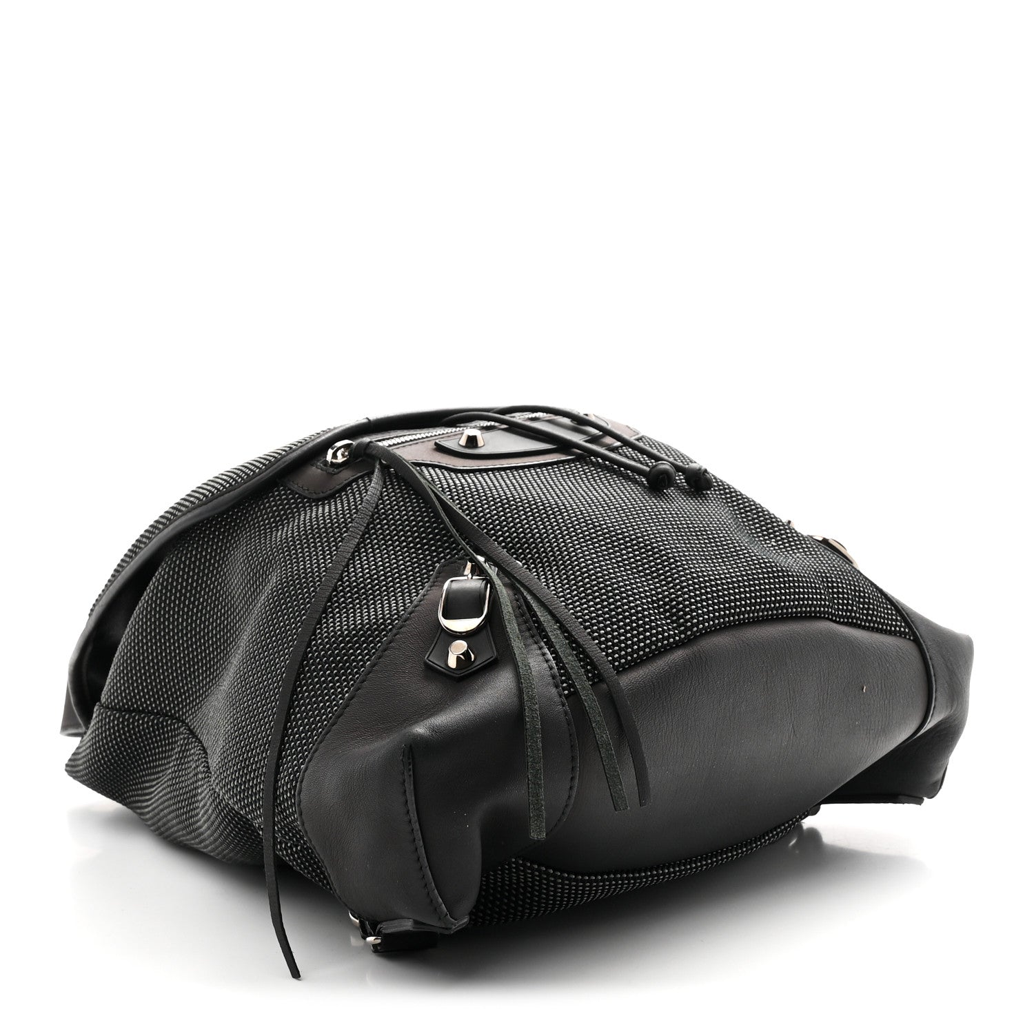 Canvas Calfskin Silver Hardware S Traveler Backpack Black