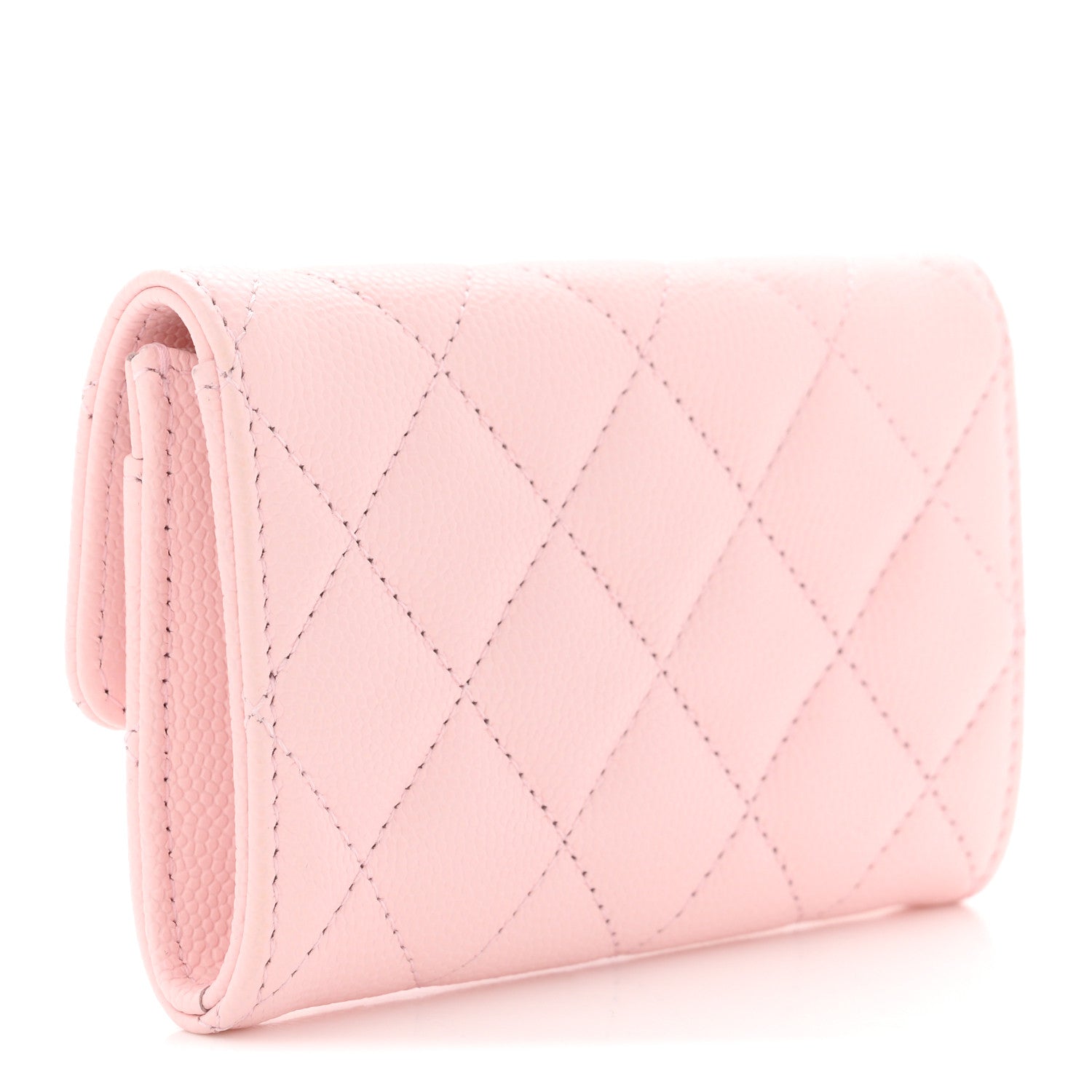 Caviar Quilted CC Flap  Holder Rose