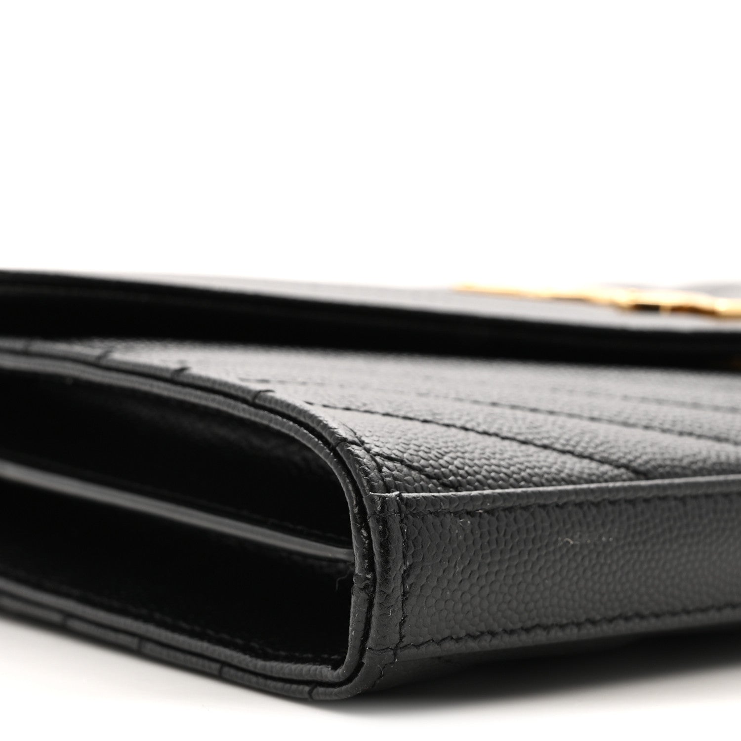 Grain De Poudre Matelasse Chevron Monogram Chain Wallet Black